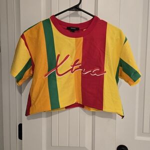 Forever 21 Xtra Striped Tee - Red, Yellow, Green